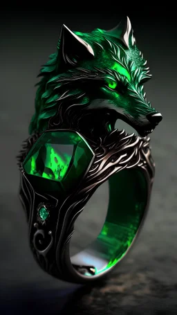 ring; emerald wolf
