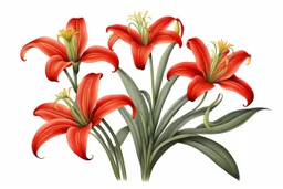 Western Red Lily illustration on white background