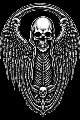 A coat of arms featuring the angel of death, simple