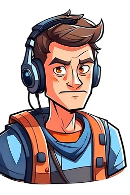 Portrait of a confident cartoon male gamer