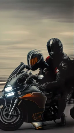 A couple in motorcycle