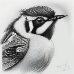 Realistic portrait drawing of a great tit