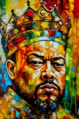 acrylic abstract painting,expressionism, portrait, Mohammed VI King of Morocco, large details