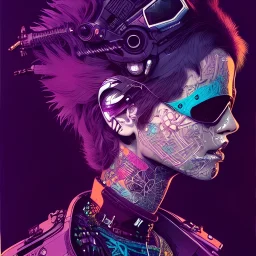 beautiful punk girl, hyper detailed, intricately detailed, illustration by <kilian eng> <Yoji Shinkawa>, purple tones,