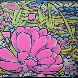 pink lotos mono botan, graffiti vangoh