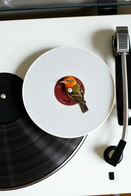 birds eye vie turntable paying white lable vinyl