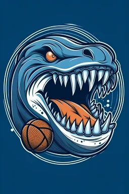 mad shark with a basketball in the mouth