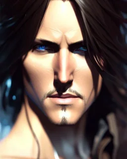 "matt mercer, beautiful eyes, full-scale head and shoulders portrait, 8k resolution concept art portrait by Greg Rutkowski, Artgerm, WLOP, Alphonse Mucha dynamic lighting hyperdetailed intricately detailed Splash art trending on Artstation triadic colors Unreal Engine 5 volumetric lighting Splash art fantasy