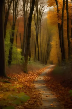 Wooded path in autumn