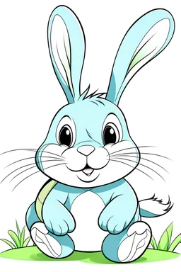 cute baby rabbit, cartoon style, thick line, no shadow Colouring page for kids, cartoon style, thick line, no shadow