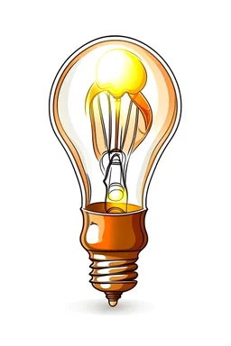 Full picture art for one lamp bulb , white background, cartoon style, no shadows.