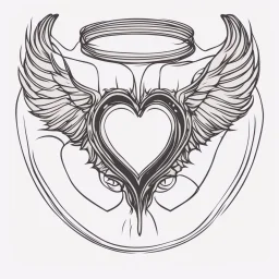 simple line drawing of a heart with wings against a white background.