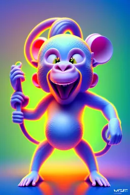 isometric clean art of super cute monkey, soft lighting, soft pastel gradients, high definition, 3d icon clay render, blender 3d