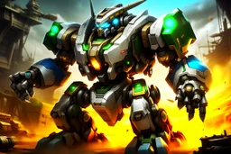 I want an intro image for a YouTube video about TFT 7 Mighty Mech.