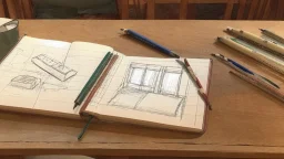 open sketchbook on a table