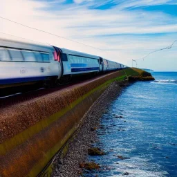 Train riding over oceanen