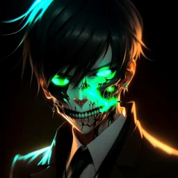 male, half-elf, young, noble, costume, half skull mask, pale skin color