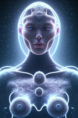 portrait full human body, meditation, third eye, universe, fourth dimension, fractal, realistic, 8k, high quality, extreme detail, symmetrical,