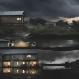 **Cinematic Art:** A thought-provoking short film explores the human cost of unchecked development in floodplains. The story follows two families – one residing in a flood-prone shantytown and another in a high-rise apartment complex. As a storm hits, the film portrays the struggles of both families, highlighting the unequal impact of disasters and the importance of safeguarding the rights of vulnerable communities. **Appearance:** Cinematic art ideas that encompass the essence of constructing a