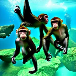 photo, monkeys, underwater