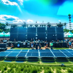 solar panels in a music festival