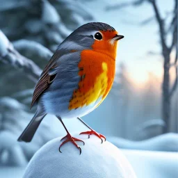 portrait of robin bird with a coat, winter, 8k resolution, high-quality, fine-detail, intricate, digital art, detailed matte, volumetric lighting, illustration, cute