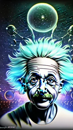 Albert Einstein, detailed and intricate calligraphy ink painting of a "cyborg Mad Scientist" holding beakers, outer space Background cosmic fractals, dystopian, concept art, unreal engine 5, god rays, ray tracing, RTX, lumen lighting, ultra detail, volumetric lighting, 3d, finely drawn, high definition, high resolution. award-winning: professional portrait: atmospheric: commanding: fantastical: clarity: 16k: ultra quality: striking: brilliance: stunning colors: amazing depth: masterfully crafted