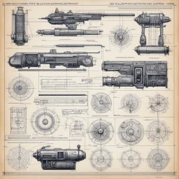 ConceptSheet blueprint [by Hans Ruedi Giger]: sci-fi FBI equipment to investigate and capture a serial killer