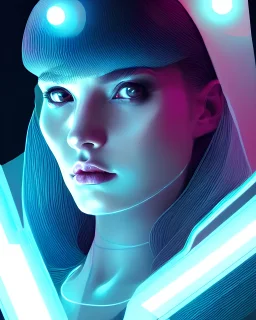 symmetry!! portrait of a beautiful babe, sci-fi, cyberpunk, blade runner, glowing lights, tech, biotech, techwear!! intricate, elegant, highly detailed, digital painting, artstation, concept art, smooth, sharp focus, blur, short focal length, illustration, art by artgerm