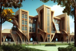 Worlds best building design for a college campus. Unique and brilliant architectural design. Use Indian hindu style mixed with modern European style