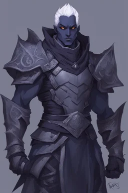 Armored man Drow from DnD by style of anime