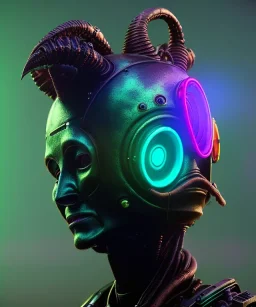 a steampunk alien portrait,sci-fi style,black light neon colours,rasta hair,8k.