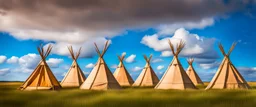 Prairie landscape, living skies, 3 teepees, historically authentic, summer