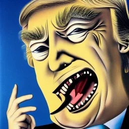 Trump withvbig mouth. Painted by dali