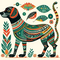 South African Folk Art Dog illustration