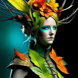 Futuric fashion contaminate whit nature and movies hunger game multiforme color