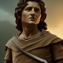 White Statue frodo, Rome style sculpture, full body, fresco background, hyper realistic, 8k,