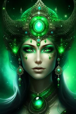 Galactic beautiful woman green eyed empress