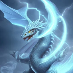 ice dragon with white mask and lightning aura