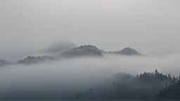 clouds began to cover the sky, the mountains were hidden and then fog,