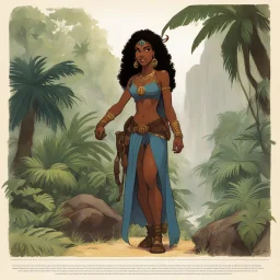 character concept sheet with AD&D statistics and characteristics, [illustration by Angus McBride] jane the jungle woman