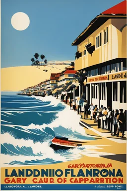 VISIT LANDIFORNIA [Affiches vintage by Gary Godel] Famous iconic landifornia estacade de Capbreton, entrée du port sous les vagues