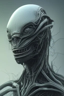 spider alien, head, evil, 8k, finely detailed, photo realistic, HR Giger style