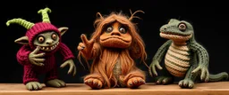 masterfully knitted Hobgoblin ,Gnoll ,Troglodyte and Lizard Man puppet band