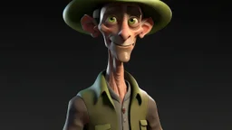 A friendly, human-looking alien. Male or non-gender wearing slightly odd clothes and a hat. Medium build.