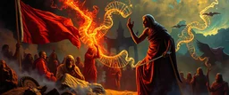 goa trance poster, So the people came to Moses and said, “We have sinned, because we have spoken against the Lord and against you; intercede with the Lord, that He will remove the serpents from us.” And Moses interceded for the people. 8 Then the Lord said to Moses, “[a]Make a fiery serpent, and put it on a flag pole; and it shall come about, that everyone who is bitten, and looks at it, will be healed by rays.” painted by Escher and Rembrandt