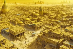 A light yellow electrical Egyptian city painted by Zhang Lu