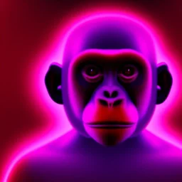 A beautiful portrait of a cyborg monkey purple neon color scheme, high key lighting, volumetric light high details psychedelic background