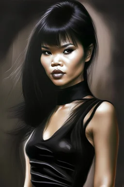 Thuy Trang, model, black dress