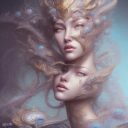 sango fantasy, fantasy magic, intricate, sharp focus, illustration, highly detailed, digital painting, concept art, matte, artgerm and paul lewin and kehinde wiley, masterpiece sexy lips Asian lady body turquoise space lady space sea